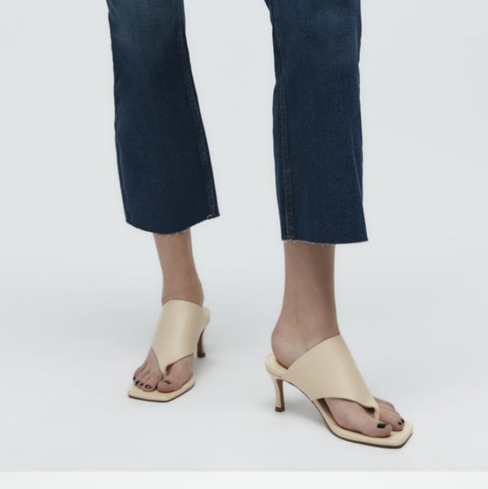 Zara Toe Post Heeled Leather Sandals - Picture 2 of 14